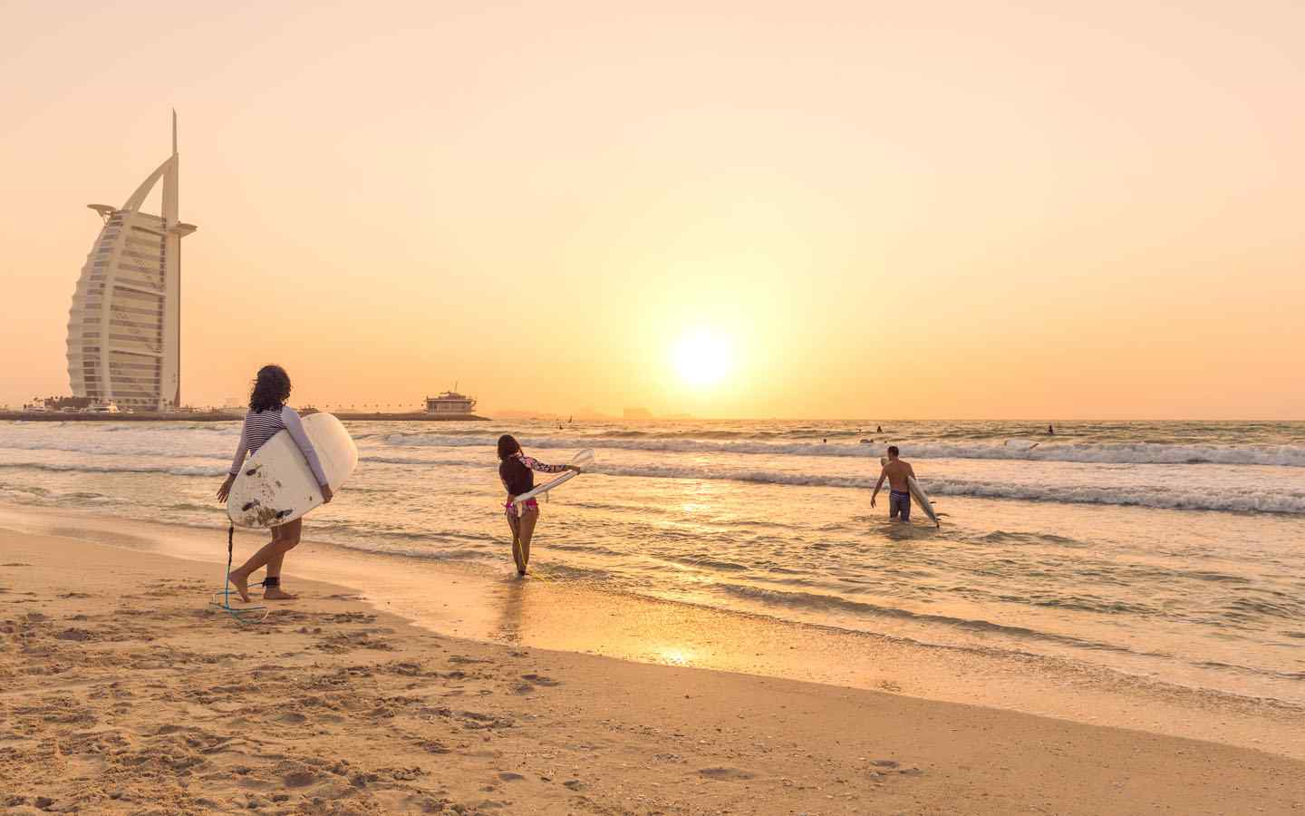 Sunset Beach, behind Sunset Mall in Jumeirah, offers one of the world's most extended surf stretches.